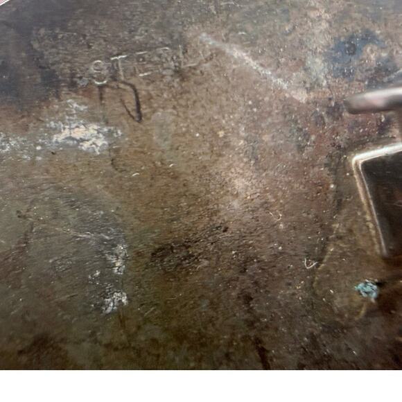 Vintage 50s Modernist Sterling Silver Studio Earrings Blue Stone - Picture 7 of 9